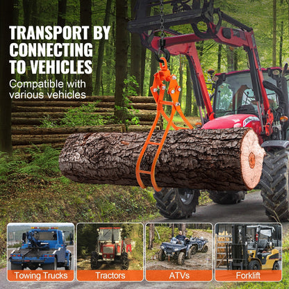 Heavy-Duty 4-Claw Timber Grapple with Swivel Steel for 1500 kg Load Capacity