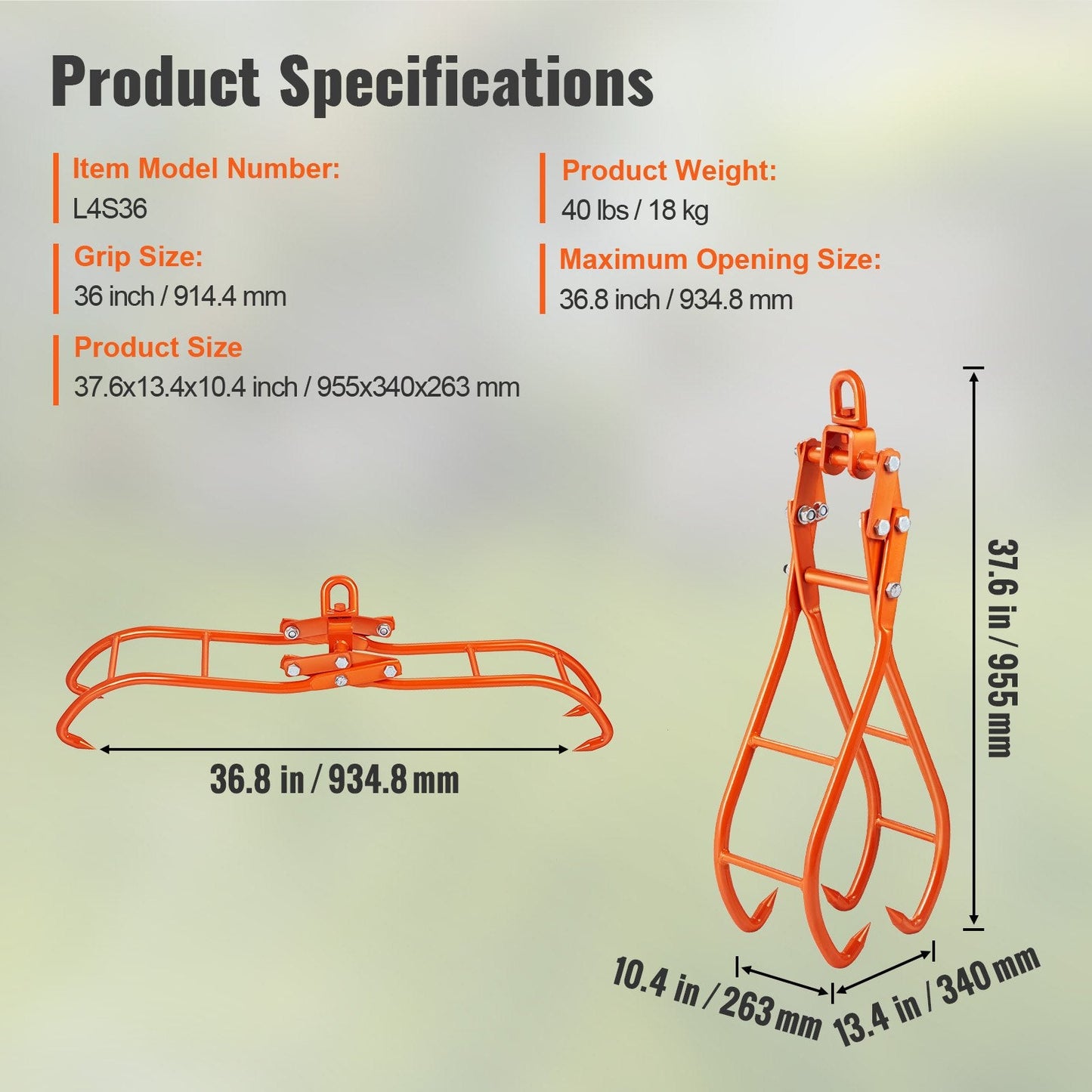 Heavy-Duty 4-Claw Timber Grapple with Swivel Steel for 1500 kg Load Capacity