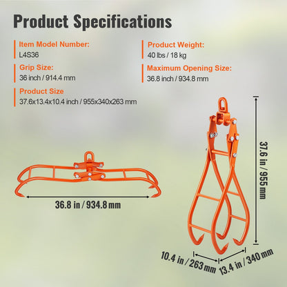 Heavy-Duty 4-Claw Timber Grapple with Swivel Steel for 1500 kg Load Capacity