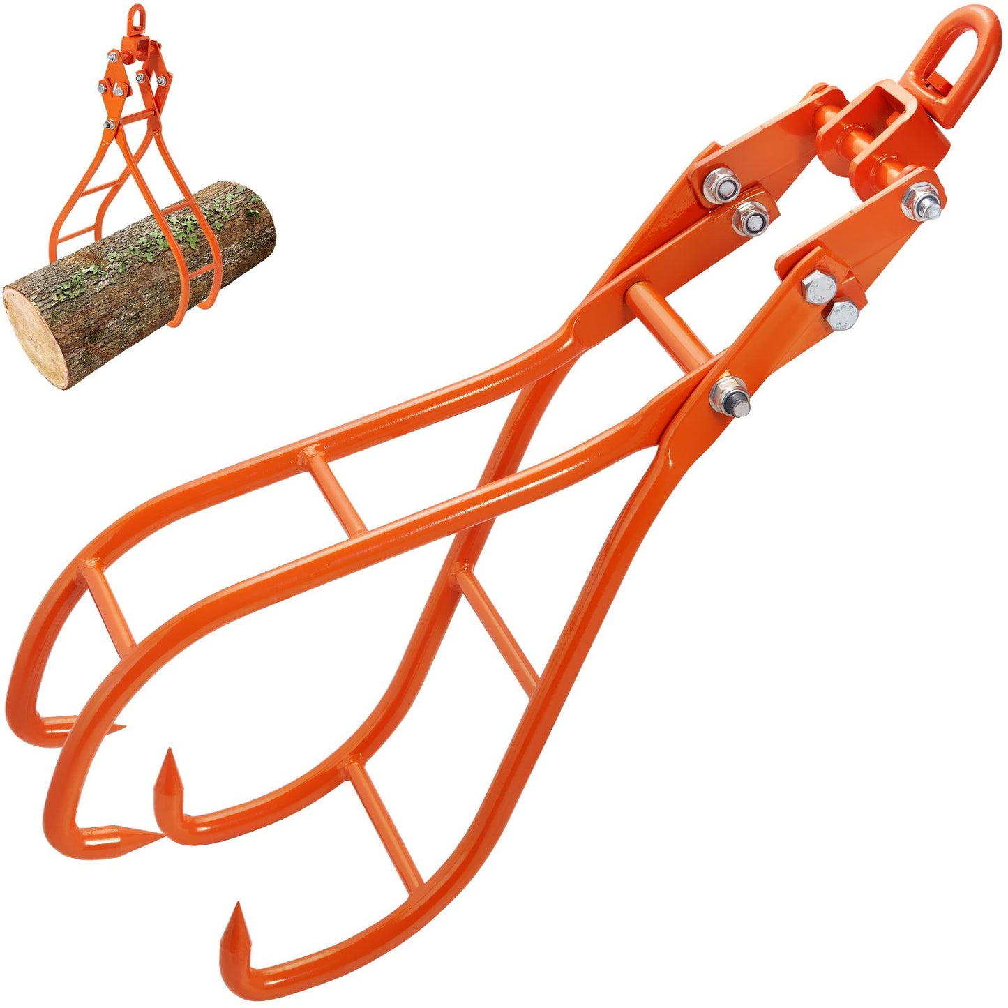 VEVOR Timber Claw Hook, 36 inch 4 Claw Log Grapple for Logging Tongs, Swivel Steel