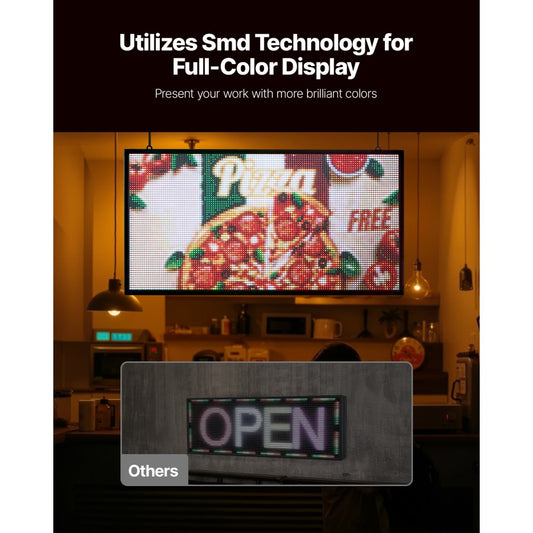 VEVOR 27x14in Programmable LED Sign Digital Scrolling Display Board P5 Fullcolor