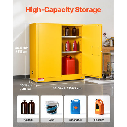 29Gal Flammable Storage Cabinet with Adjustable Shelf for Flammable Liquid