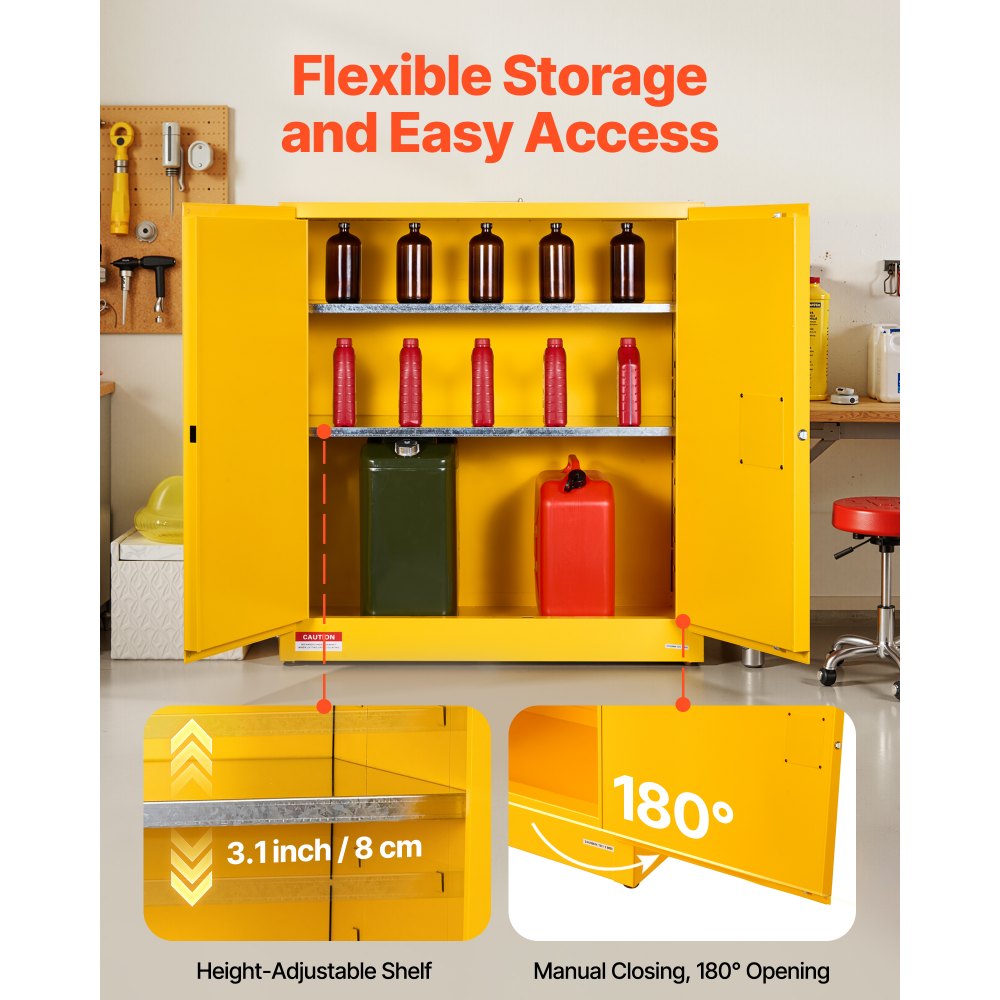 29Gal Flammable Storage Cabinet with Adjustable Shelf for Flammable Liquid