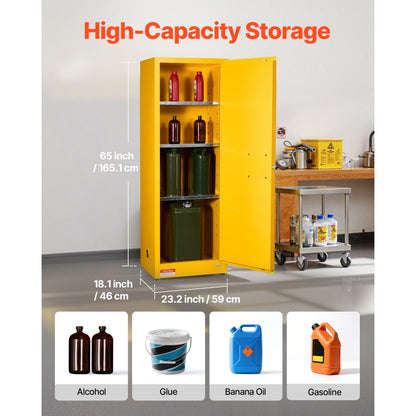 23Gal Flammable Storage Cabinet with Adjustable Shelf for Flammable Liquid