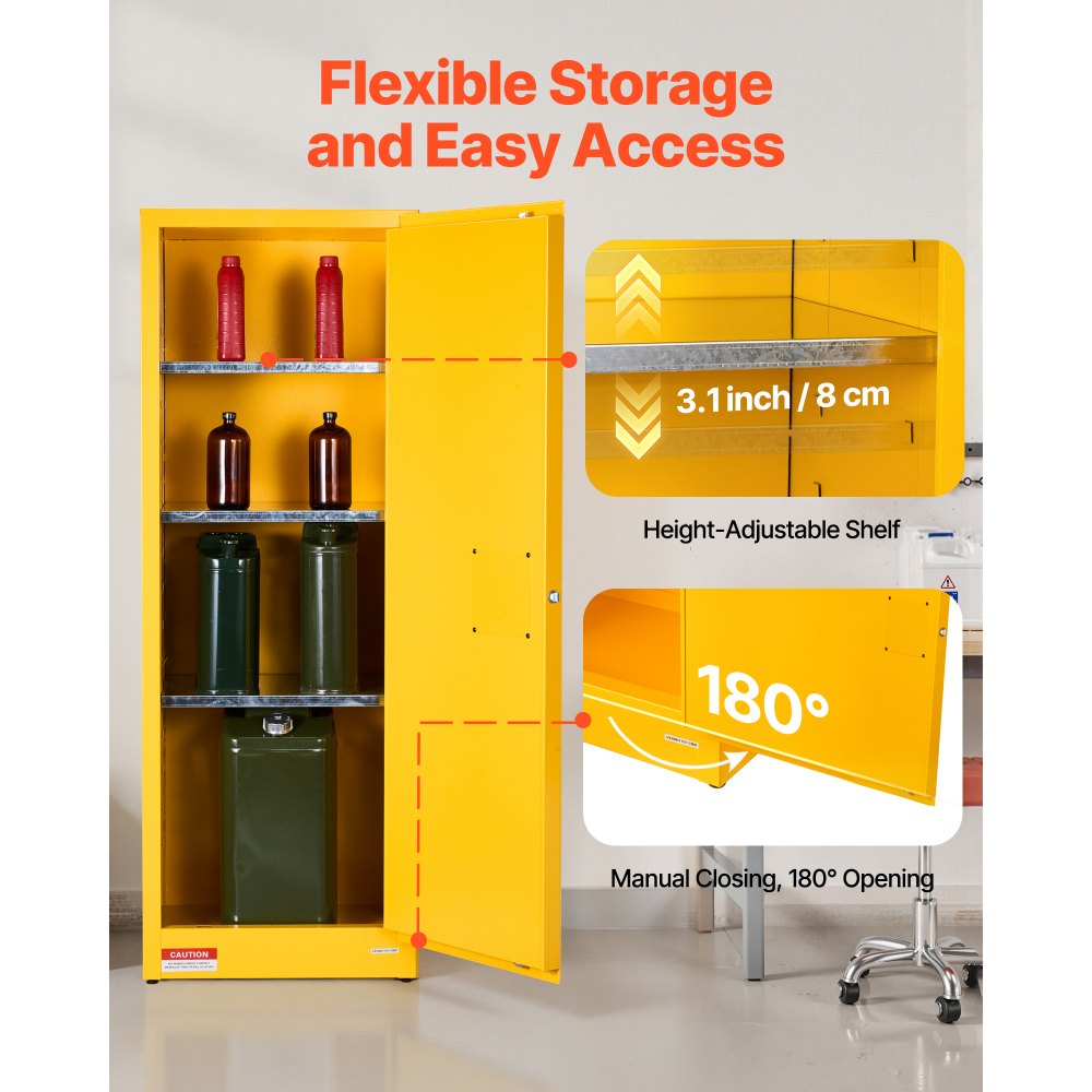 23Gal Flammable Storage Cabinet with Adjustable Shelf for Flammable Liquid