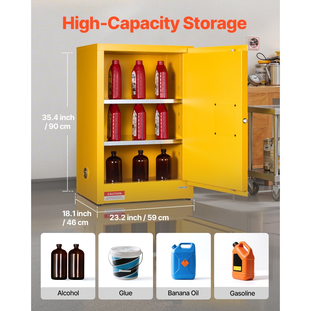 13Gal Flammable Storage Cabinet with Adjustable Shelf for Flammable Liquid