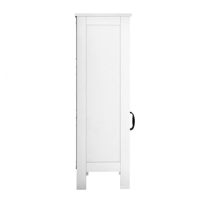 Wooden Bathroom Floor Cabinet Storage with Adjustable Shelf 2 Doors White