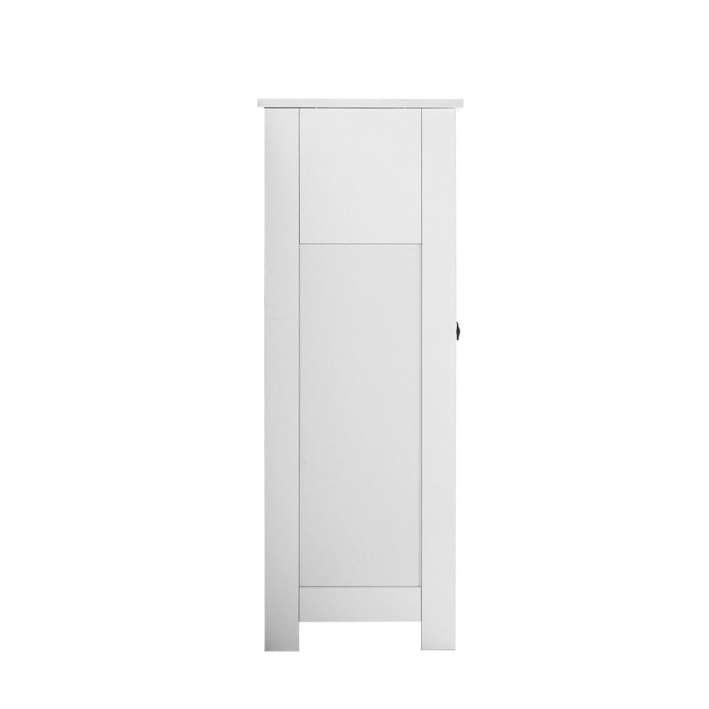 Wooden Bathroom Floor Cabinet Storage 4 Drawers and Adjustable Shelf White
