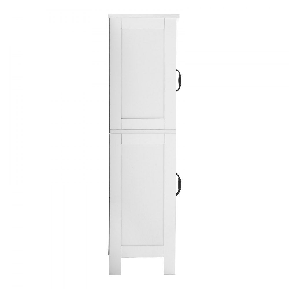 Wooden Bathroom Floor Cabinet Storage Organizer Adjustable Shelf White