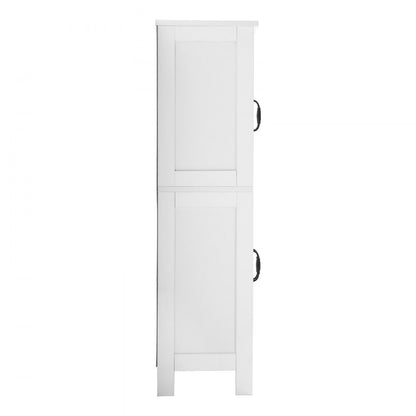Wooden Bathroom Floor Cabinet Storage Organizer Adjustable Shelf White