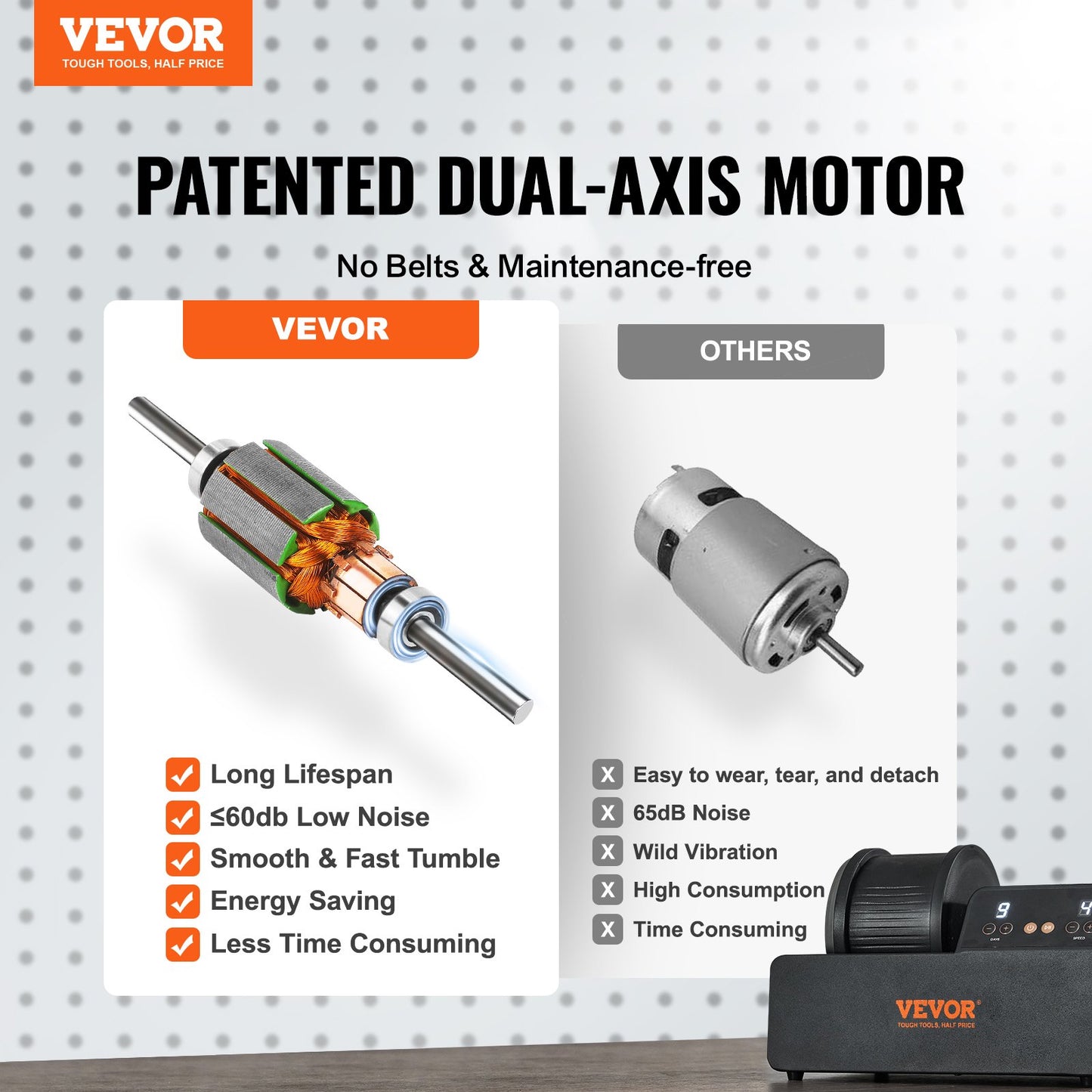 VEVOR Direct Drive 1.36 Rock Tumbler Kit, 4-Speed/9-Day Timer,Professional Rock