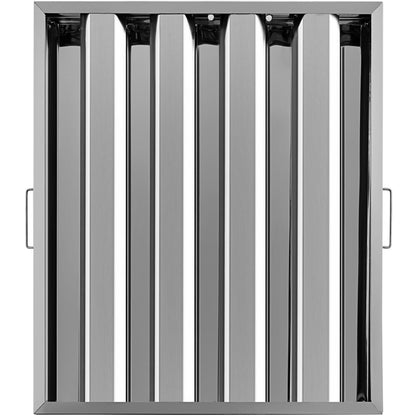 Commercial Kitchen Hood Filters, 6-Pack, 0.50 x 0.62m, 430 Stainless Steel, 4-Slot