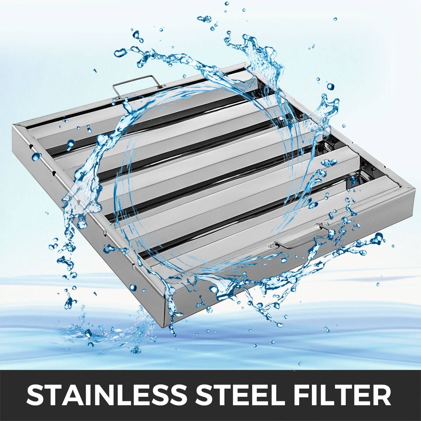 Commercial Kitchen Hood Filters, 6-Pack, 0.50 x 0.62m, 430 Stainless Steel, 4-Slot