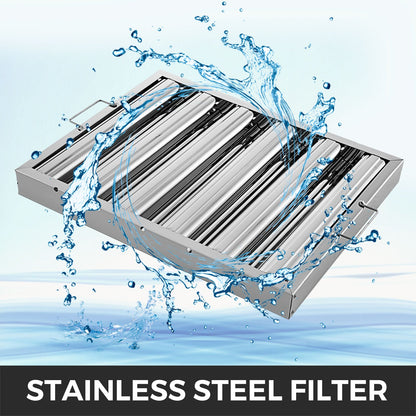 6Pcs/Set 430 Stainless Steel Range Hood Filter With 5 Grooves Baffle Grease Filter