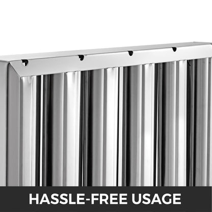 6Pcs/Set 430 Stainless Steel Range Hood Filter With 5 Grooves Baffle Grease Filter