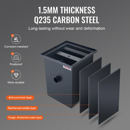 Commercial Grease Trap, 9 kg Carbon Steel, 4.6 GPM Oil-Water Separator