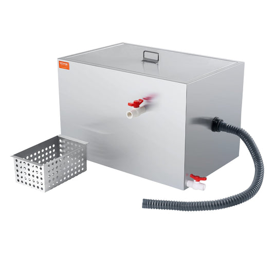 VEVOR Commercial Grease Trap, 40 LBS Grease Interceptor, Side Inlet Interceptor,