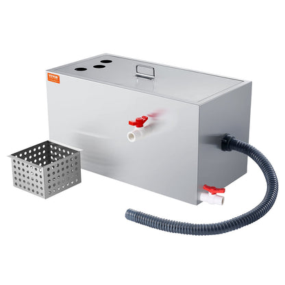 VEVOR Commercial Grease Trap, 25 LBS Grease Interceptor, Top Inlet Interceptor,