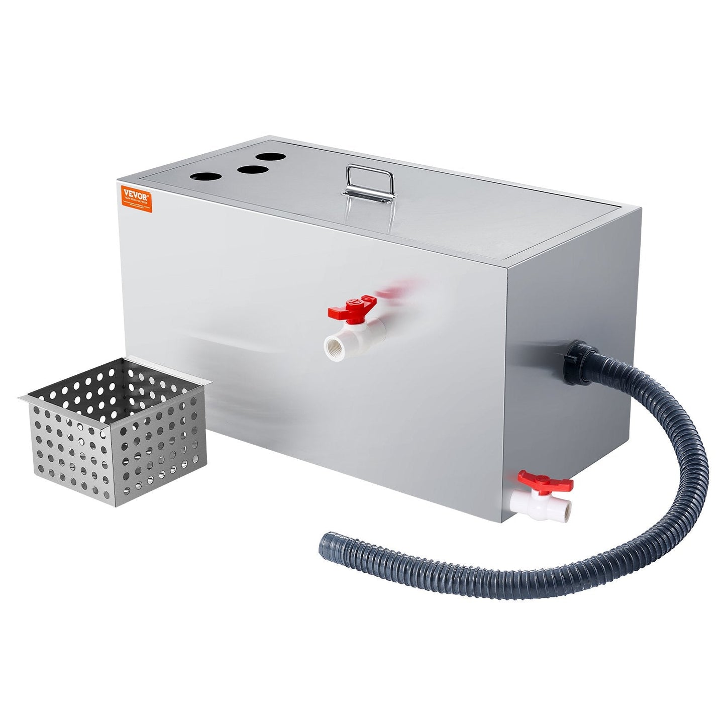Commercial Stainless Steel Grease Trap, 11.3 kg, 6.4 GPM, Efficient Oil Separator