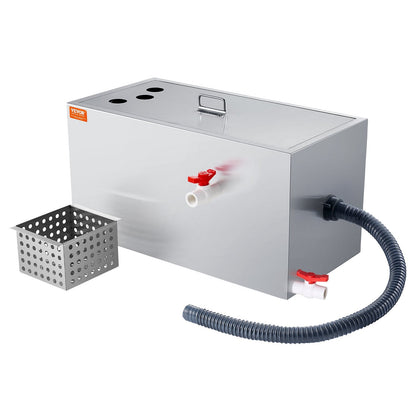Commercial Stainless Steel Grease Trap, 11.3 kg, 6.4 GPM, Efficient Oil Separator