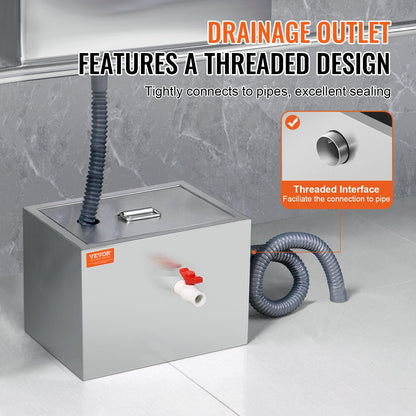 Stainless Steel Grease Trap, 4 kg, Top Inlet, Under Sink, 2.8 GPM Separator