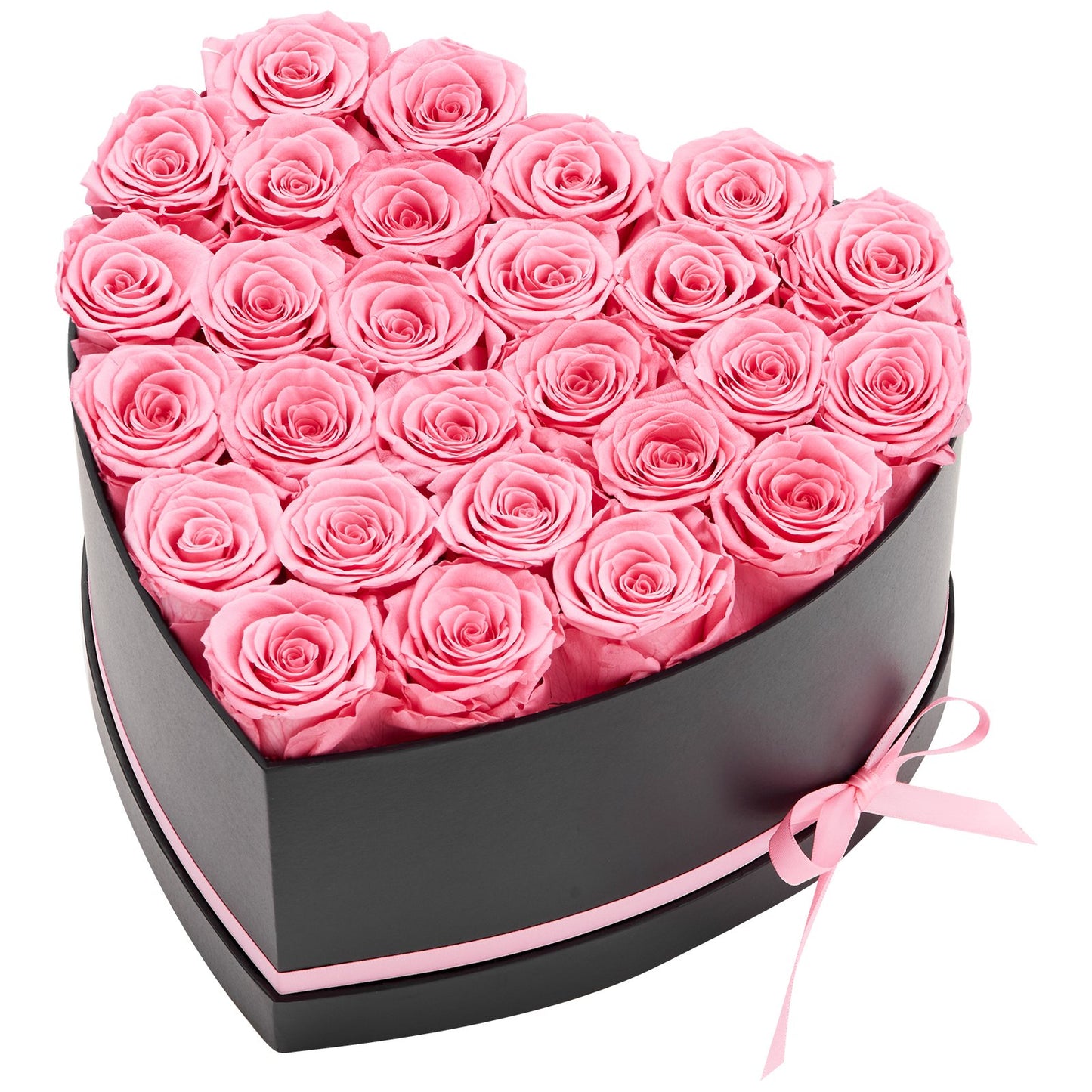 Forever Flowers, 27 Preserved Roses in a Heart Shape Box, Eternal Flowers Immortal Bouquet Birthday Present for Women Her Wife Mothers, Anniversary, Valentine's Day,Christmas, Pink