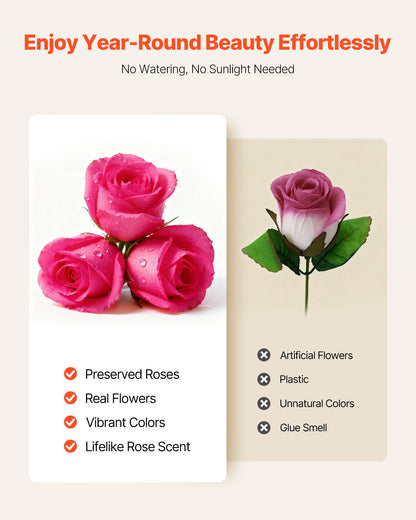 Forever Flowers, 27 Preserved Roses in a Box, Eternal Flowers Immortal Bouquet Birthday Present for Delivery Prime Women Her Wife Mothers, Anniversary, Valentine's Day,Christmas, Rose Red