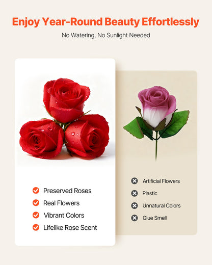 Forever Flowers, 27 Preserved Roses in a Heart Shape Box, Eternal Flowers Immortal Bouquet Birthday Present for Delivery Prime Women Her Wife Mothers, Anniversary, Valentine's Day,Christmas, Red