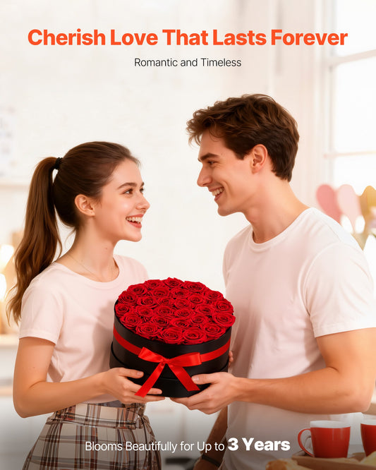 Forever Flowers, 27 Preserved Roses in a Box, Eternal Flowers Immortal Bouquet Birthday Present for Delivery Prime Women Her Wife Mothers, Anniversary, Valentine's Day,Christmas, Red