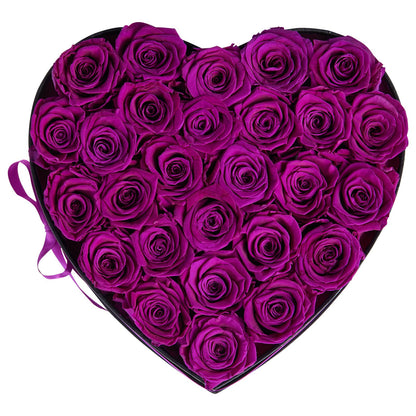 Forever Flowers, 27 Preserved Roses in Heart Shape Box, Eternal Flowers Immortal Bouquet Birthday Present for Women Her Wife Mothers, Anniversary, Valentine's Day,Christmas, Purple