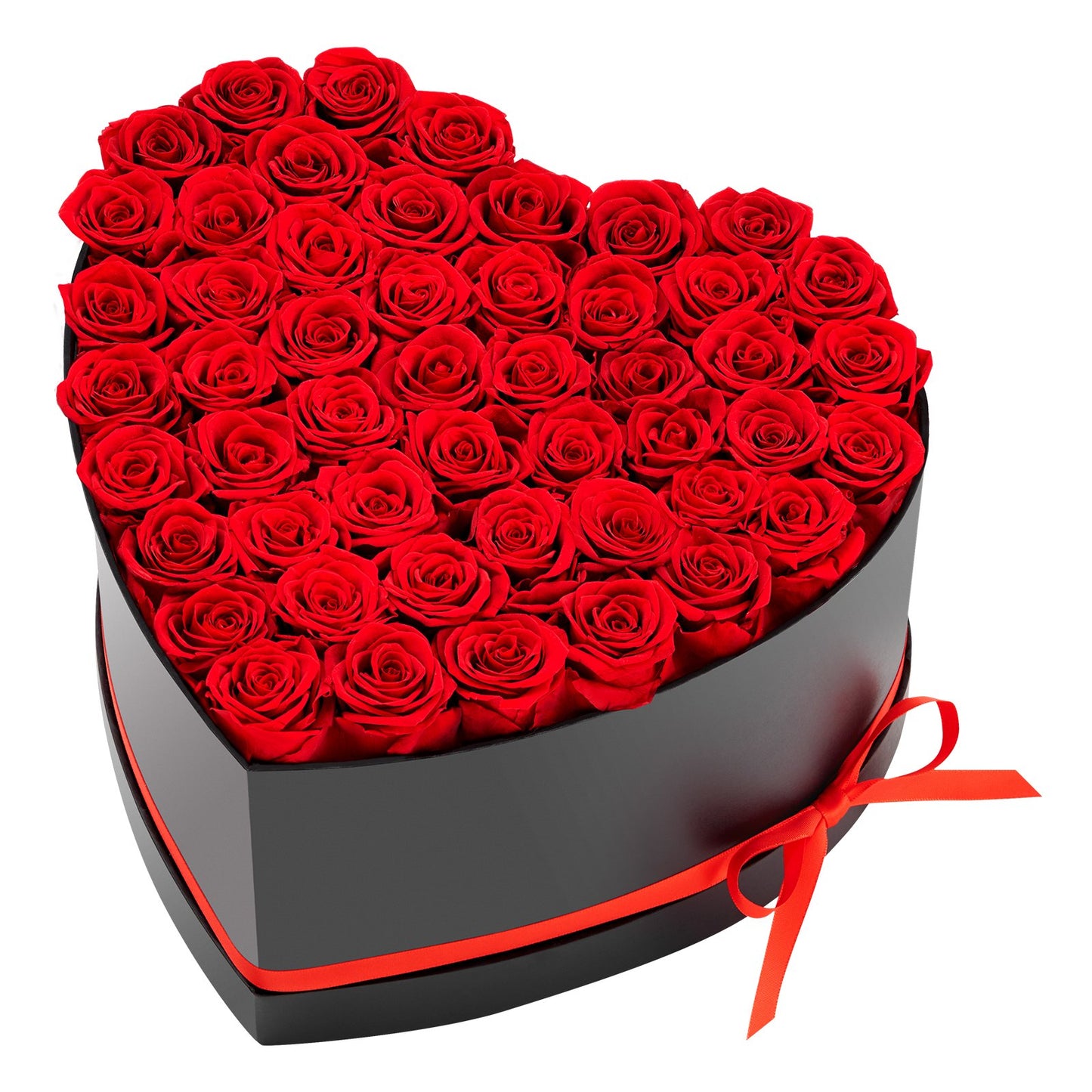 Forever Flowers, 50 Preserved Roses in a Heart Shape Box, Eternal Flowers Immortal Bouquet Birthday Present for Delivery Prime Women Her Wife Mothers, Anniversary, Valentine's Day,Christmas, Red
