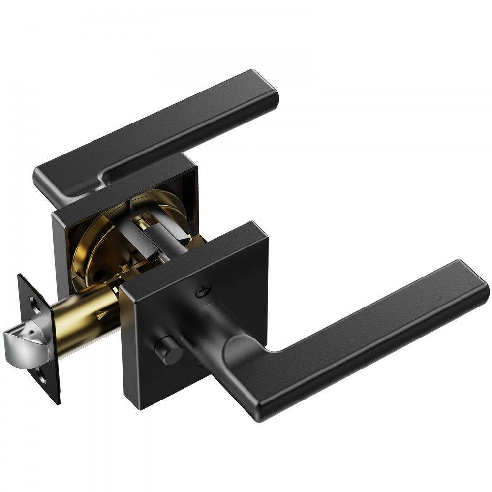 Privacy Door Handle 5PCS Matte Black Square Door Lever Interior Reversible Lever