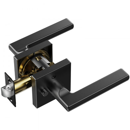 Privacy Door Handle 5PCS Matte Black Square Door Lever Interior Reversible Lever