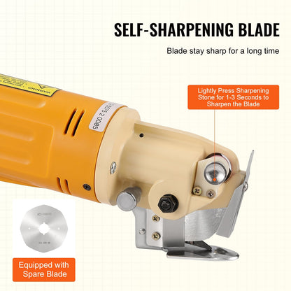 Electric Rotary Fabric Cutter, 170W, 25mm Cutting Thickness, Multi-Layer Use