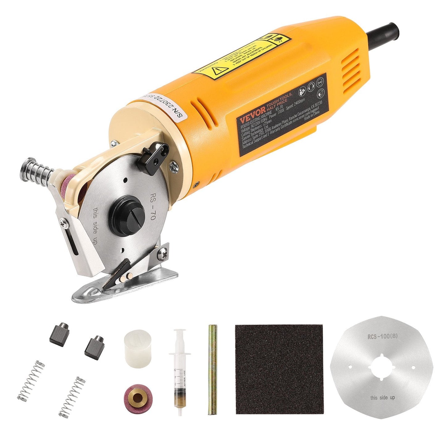 Electric Rotary Fabric Cutter, 170W, 25mm Cutting Thickness, Multi-Layer Use