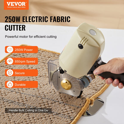 Electric Rotary Fabric Cutter, 250W, 27mm Cutting Thickness, Alloy Steel Blade