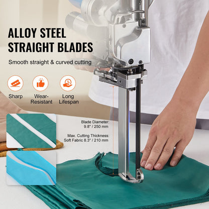 High-Speed 750W Fabric Cutter with 0.25m Blade & Auto-Sharpening System