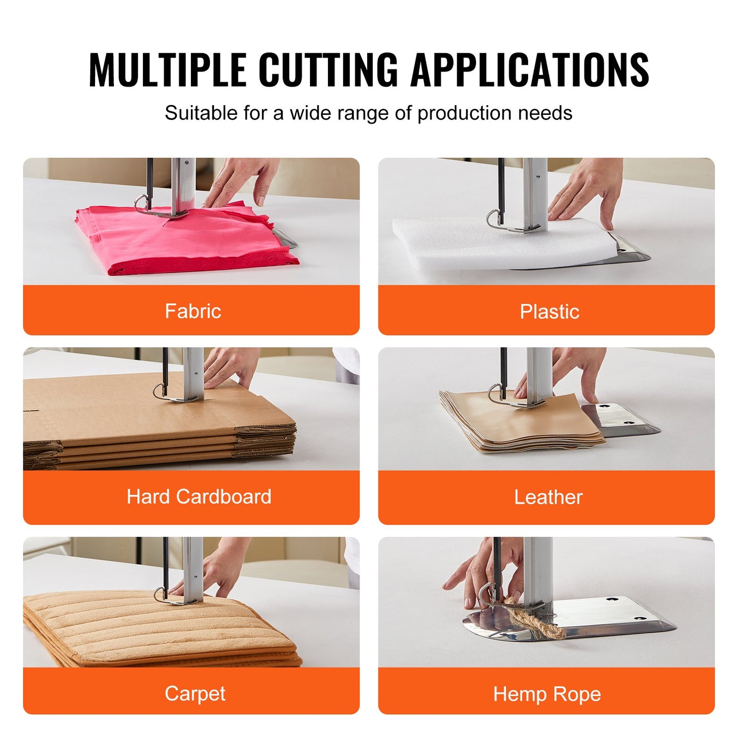 VEVOR Fabric Cutter, 750W High-Speed Straight Knife Cloth Cutting Machine, 9.8"