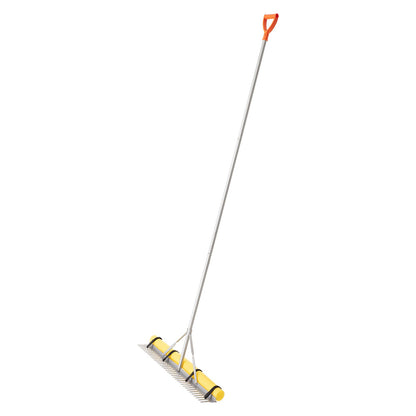 Landscape Rake, 914 mm Wide Head 2590 mm Handle, Large Heavy Duty Aluminum Landscaping Leaf Rake Tool, Asphalt Level for Loosening Soil, Garden & Yard, Pond Gravel & Beach Lawn Care, 15.8m Rope