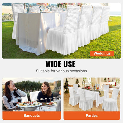 Universal Stretch Spandex Chair Covers with Skirt, White, Set of 4, 1.1 kg