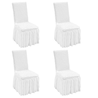 Universal Stretch Spandex Chair Covers with Skirt, White, Set of 4, 1.1 kg