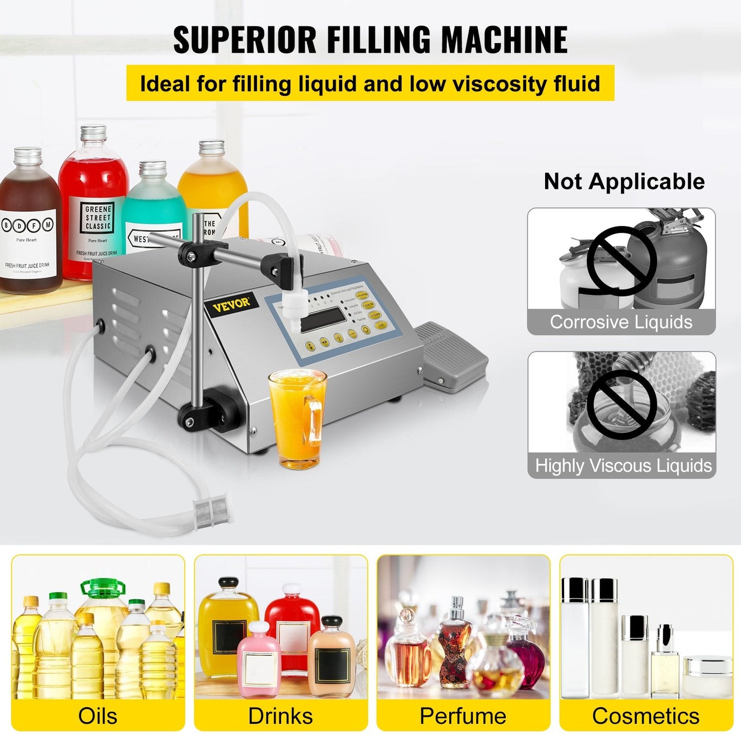 Automatic Digital Liquid Filling Machine, 5 to 3.5L Capacity, Stainless Steel