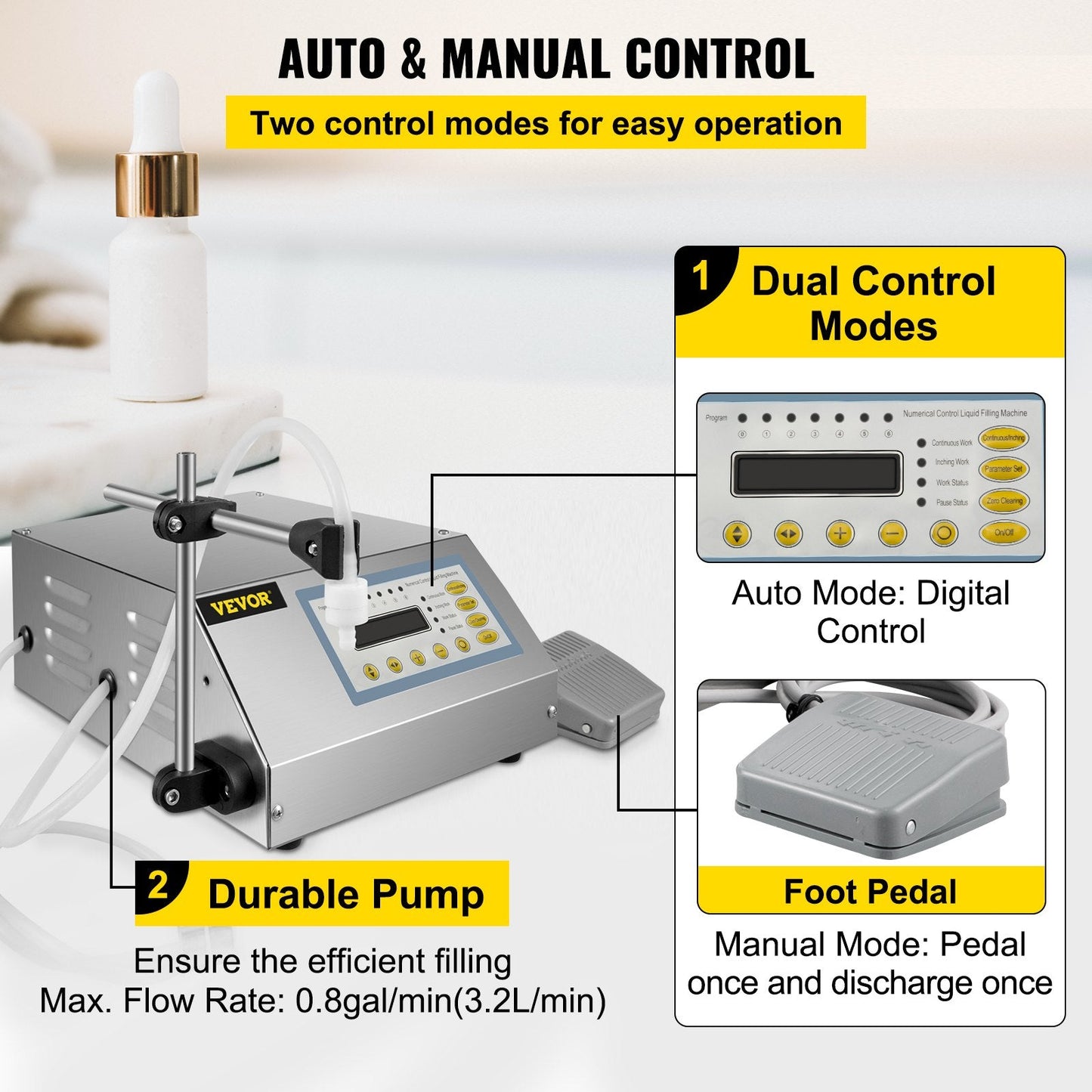 Automatic Digital Liquid Filling Machine, 5 to 3.5L Capacity, Stainless Steel