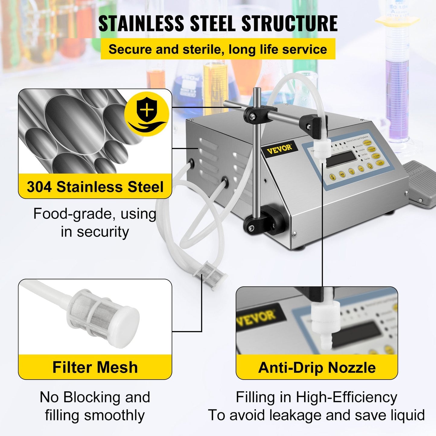 Automatic Digital Liquid Filling Machine, 5 to 3.5L Capacity, Stainless Steel