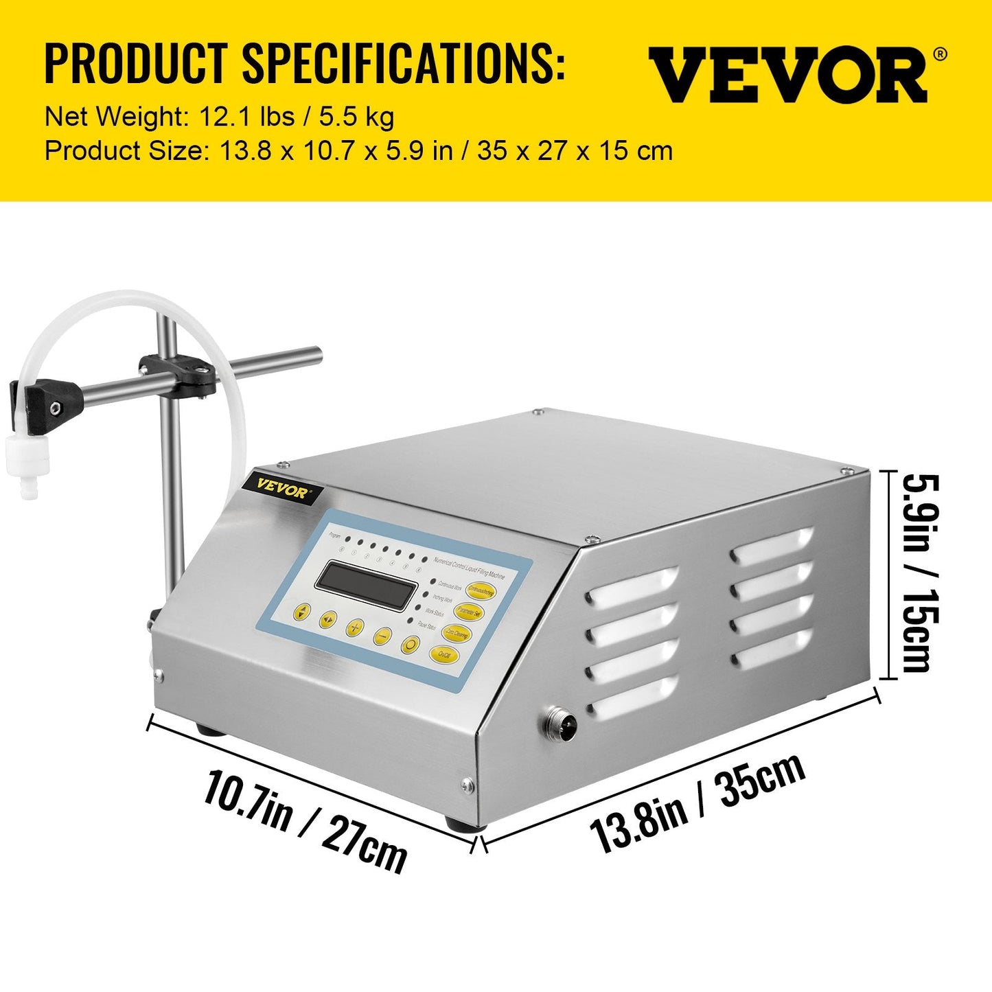 Automatic Digital Liquid Filling Machine, 5 to 3.5L Capacity, Stainless Steel