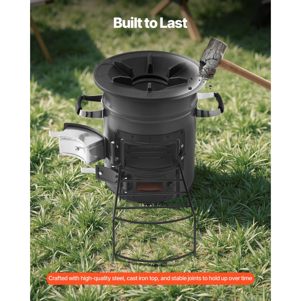 Camping Rocket Stove Wood Burning Portable Rocket Stove with Double Door