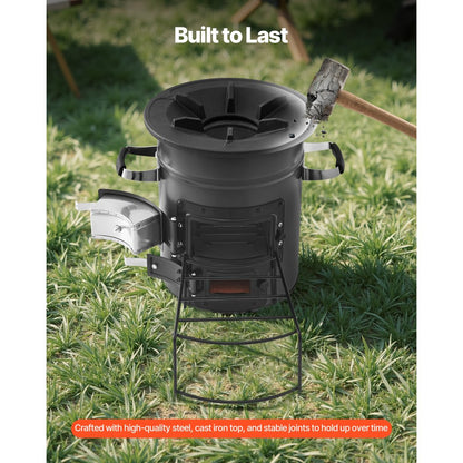 Camping Rocket Stove Wood Burning Portable Rocket Stove with Double Door