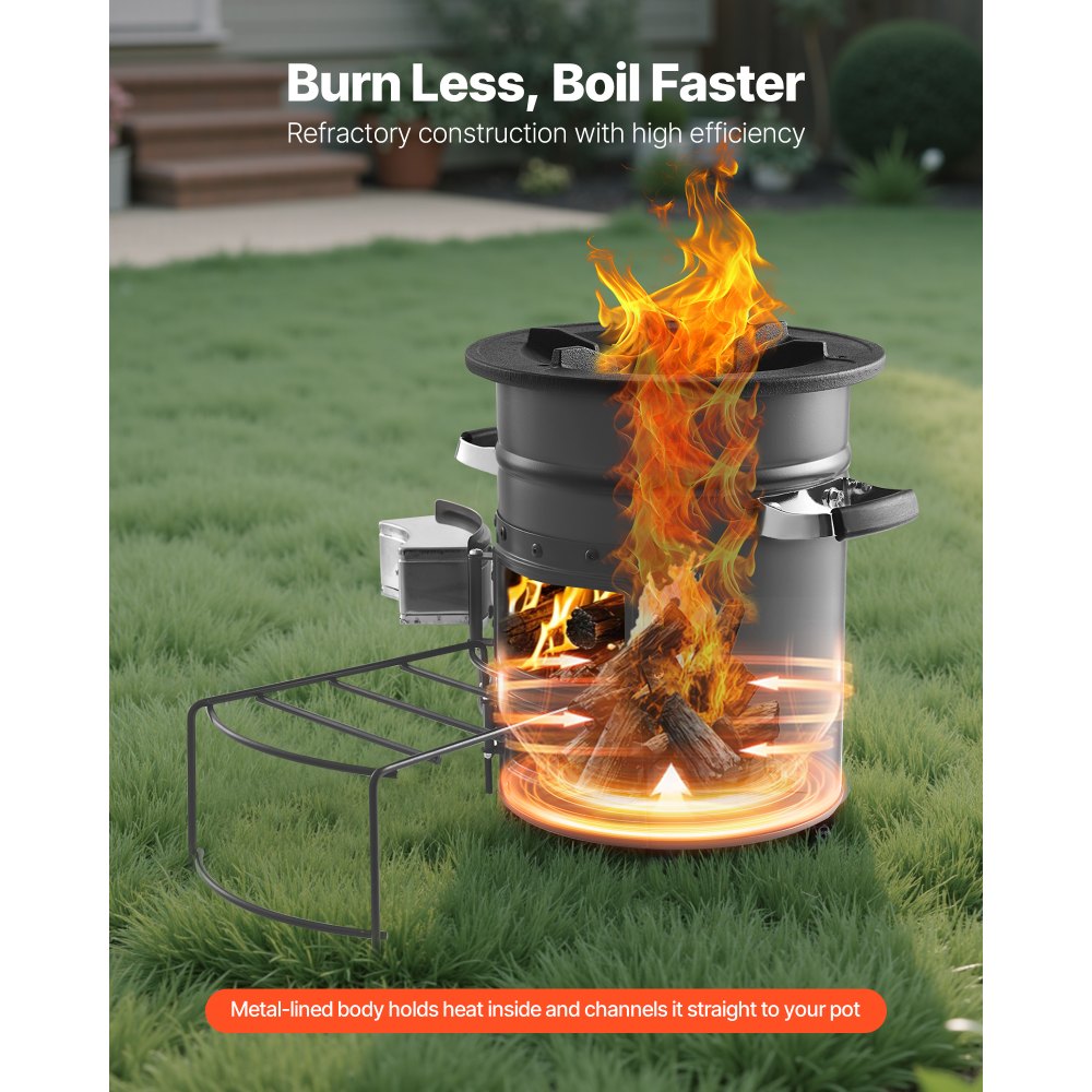 Camping Rocket Stove Wood Burning Portable Rocket Stove with Double Door