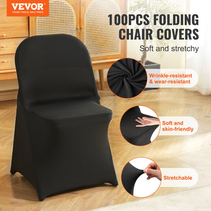 VEVOR Stretch Spandex Folding Chair Covers, Universal Fitted Chair Cover, Removable