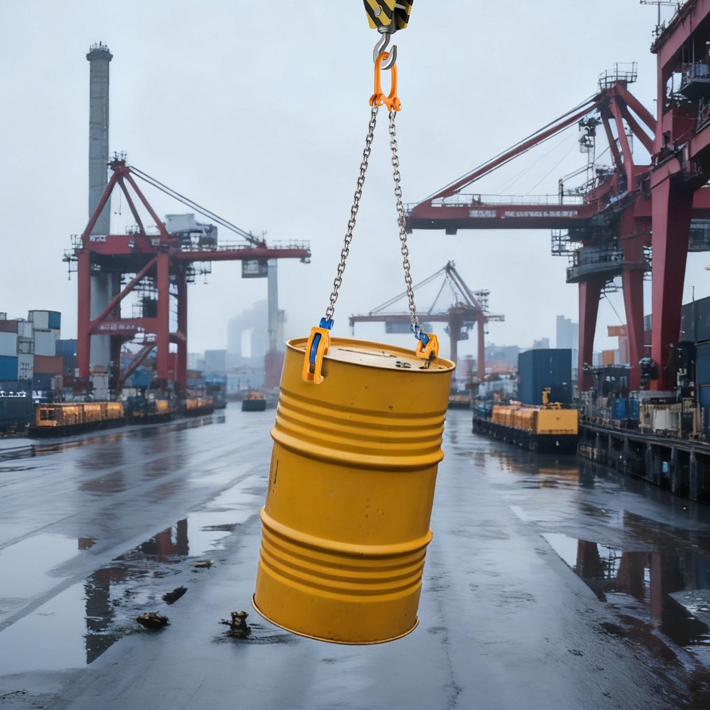 Chain Drum Lifter, G80 Drum Lifting Chain Sling with Thickened Security Hook, 0.9 Ton Capacity, 50cm Long Sturdy Drums Handling Equipment, Carbon Steel Barrel Lifter for Plastic & Metal Drums